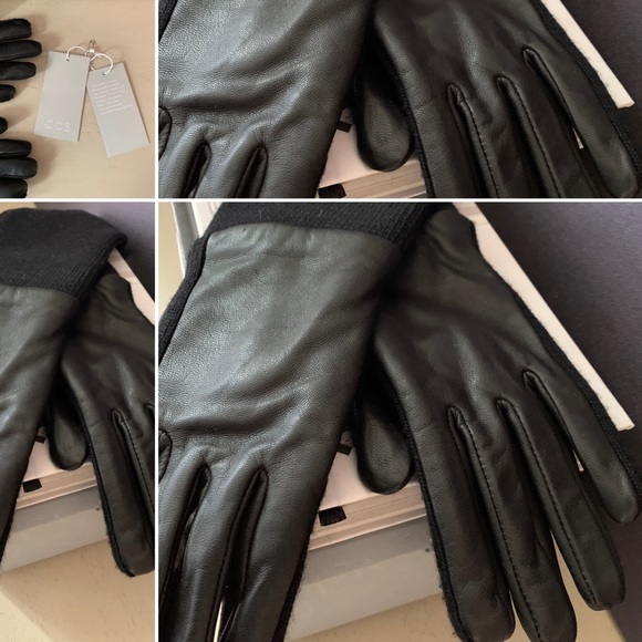 COS Accessories - COS Blk LEATHER Elbow Length Long Glove Size XS/S